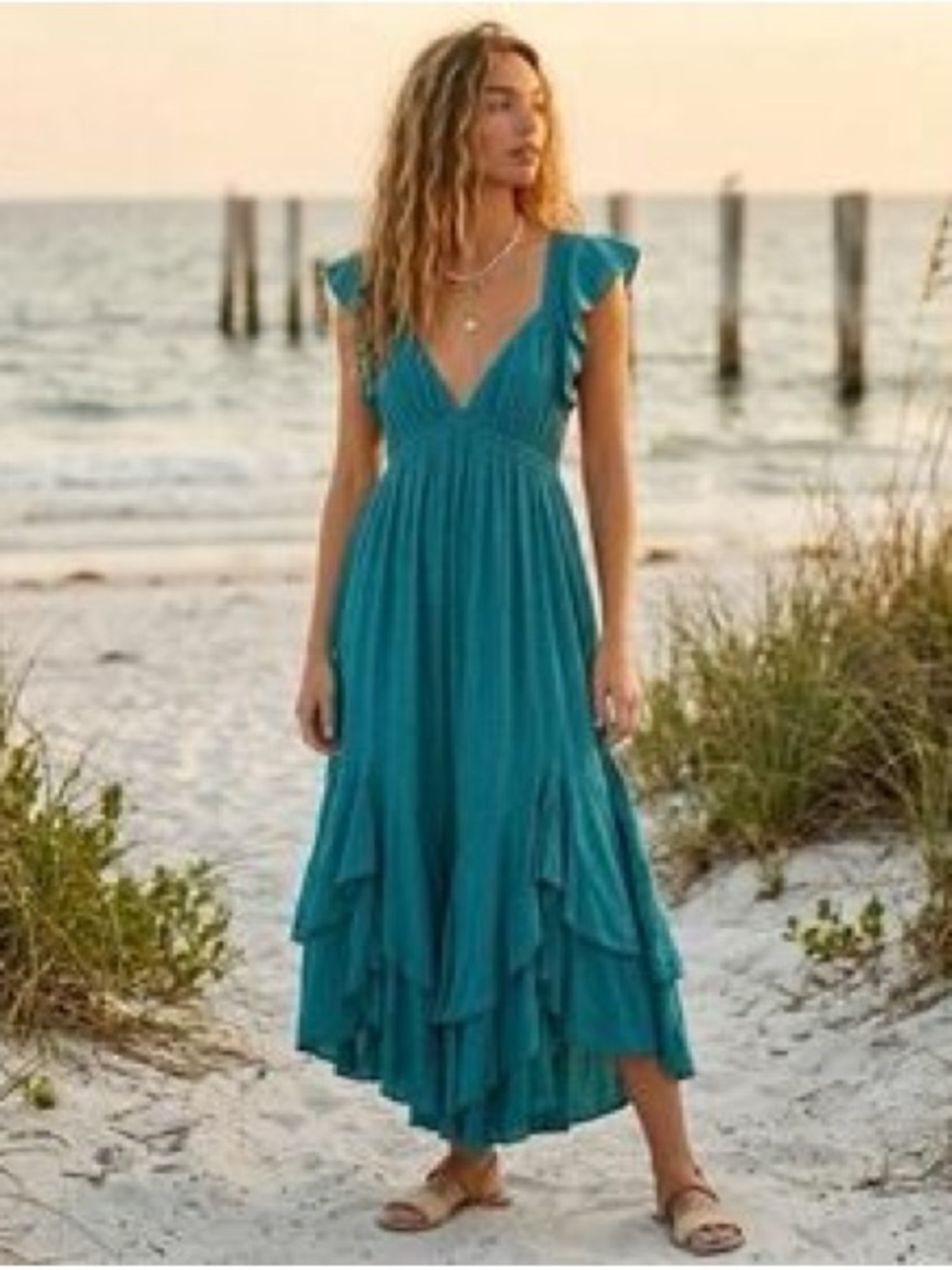 Free People String Of Hearts Maxi Dress In Tropic Teal